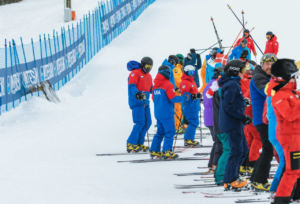 Telemark skiers at Interski