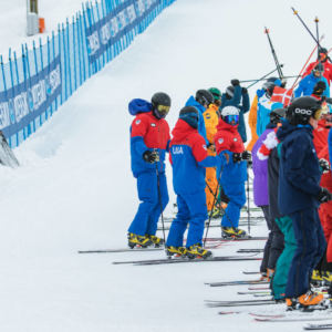 Telemark skiers at Interski