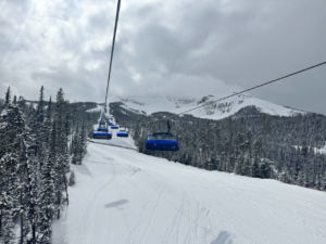 ski lifts on snowy mountain