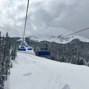 ski lifts on snowy mountain