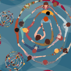 groups of people holding hands in a circle
